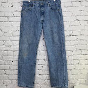 Levis 501xx 36x32‎ Denim Jeans Button Fly Light Wash Straight Leg Made in Mexico